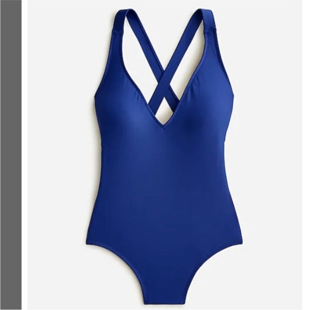 J. Crew Blue One Piece Swimsuit with Crisscross Back